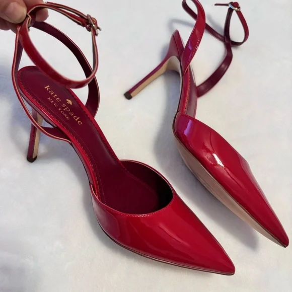 KATE SPADE NY Vivian Red Patent Leather Stiletto Heel Ankle Strap Pump--NEW--8 - Picture 3 of 15